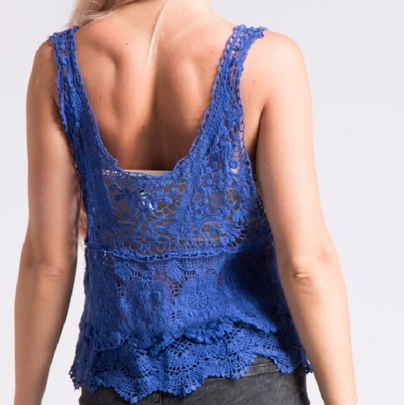 🆕 | 💙 | Royal Blue | Crochet | Crop Top | NWT | - Picture 7 of 7